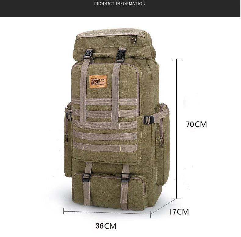 80L Backpack 600D Nylon Waterproof Trekking Hunting Bags Outdoor Rucksacks Outdoor Training Molle Knapsacks