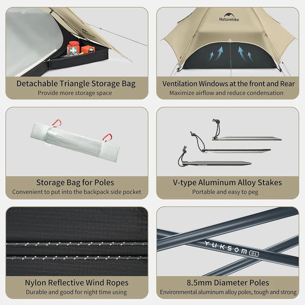 Naturehike Star River UL Camping Tent 2 People Tent 15D Nylon Ultralight Hiking Double Layer Backpacking Travel Tent 3 Seasons