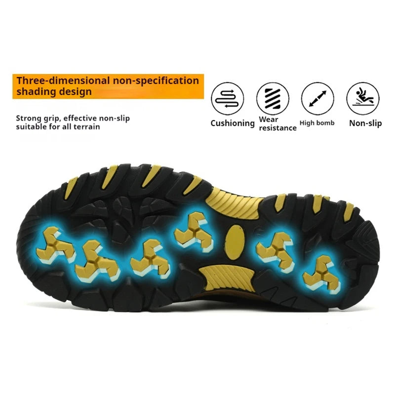 Widen Safety Boots Men Work Shoes Climbing Boots Steel Toe Anti-smash Anti-puncture Safety Shoes