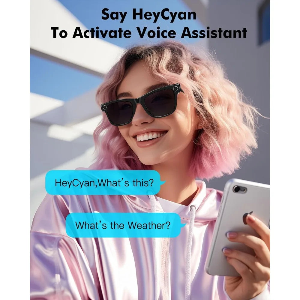 Smart Sunglasses with 4K HD Camera, AI Assistant, and Bluetooth for All