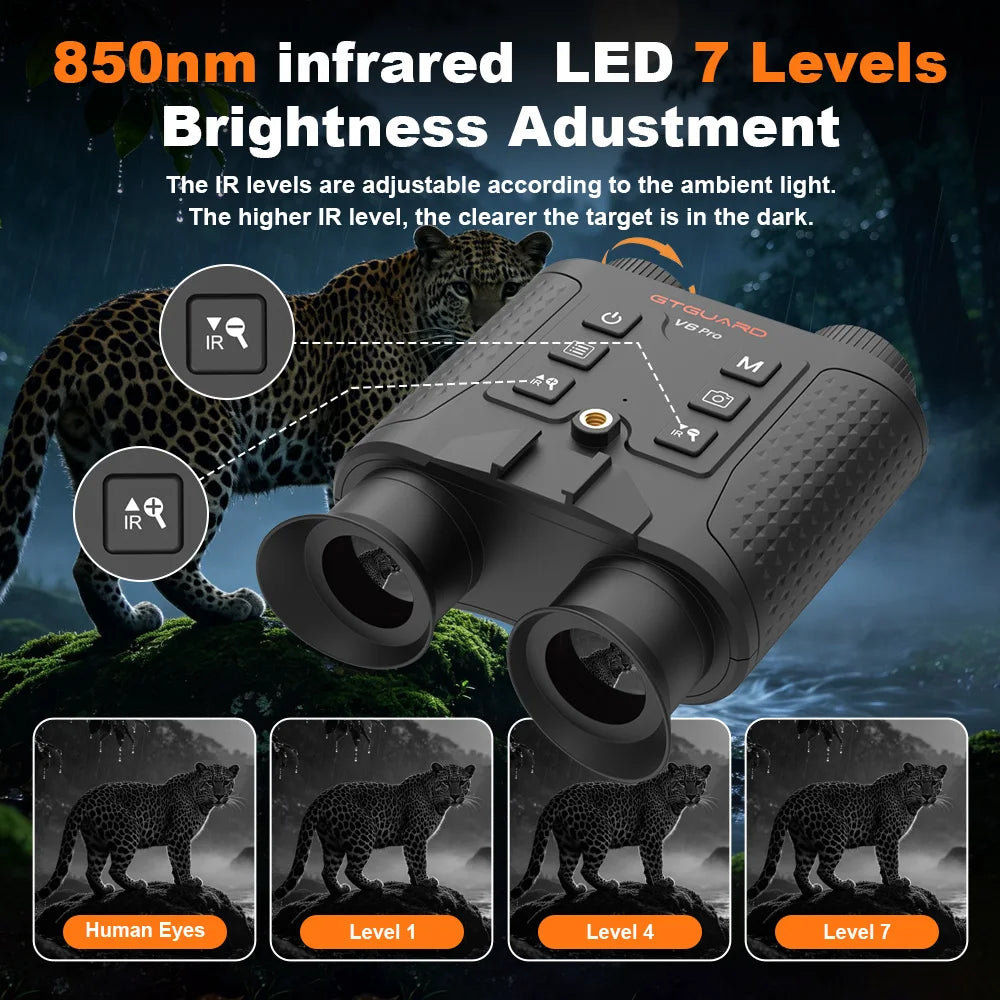 Night Vision Binocular 4K 8X Digital Zoom Nightvision Goggles Head Mounted IR Digital Telescope Built-in Diastimeter For Hunting