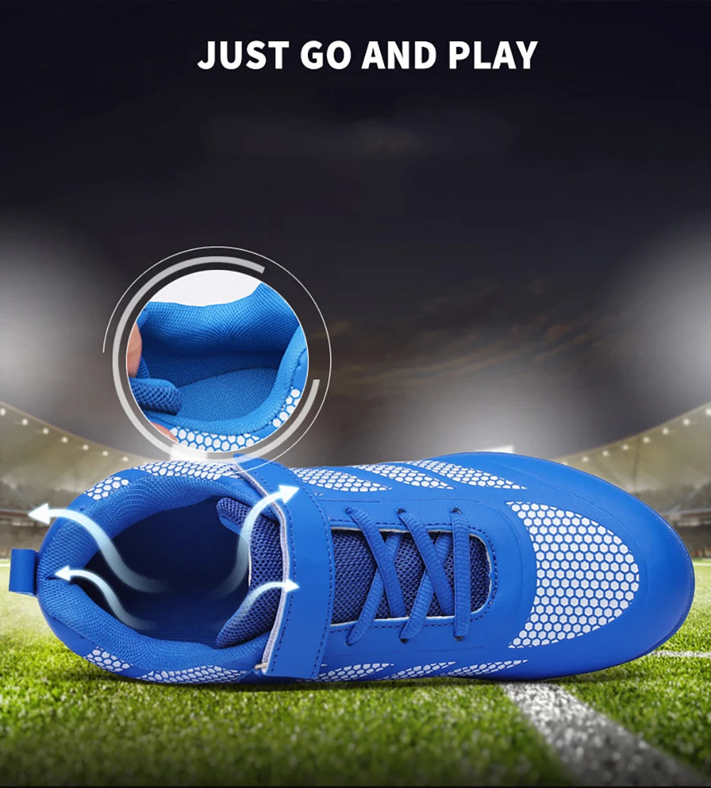 Size 28 29 Children Hook Loop Soccer Shoes  Artificial Grass Outdoor Competition Football Shoes