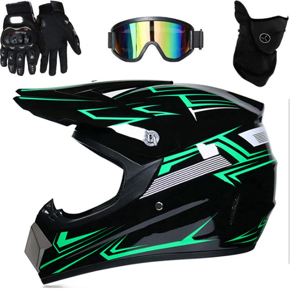 Professional Motocross Helmet Motocross Dirt Bike Off Road Motorbike Helmet Set Full Face MTB Helmet with Goggles Gloves Face