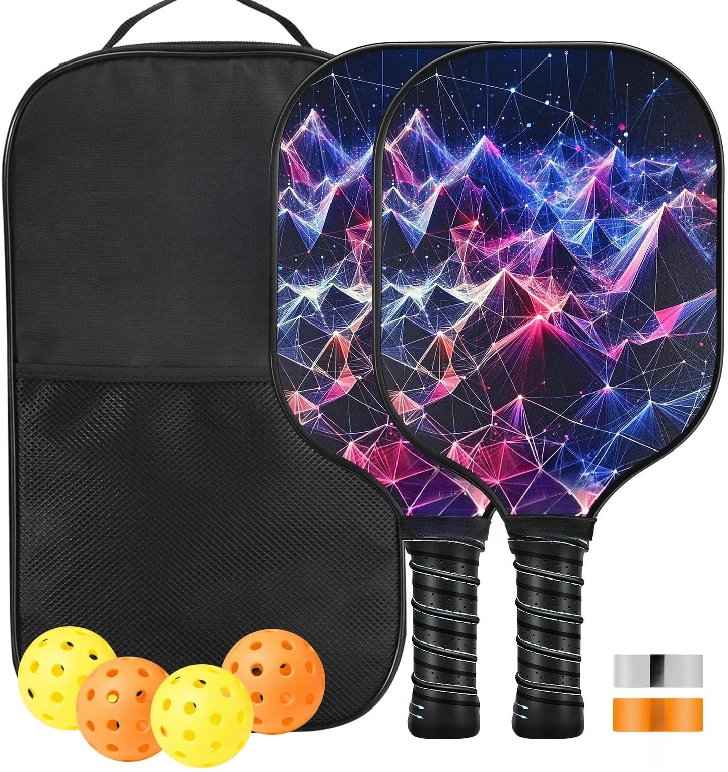 2 Pack 4 Pack USAPA Approved Fiberglass Pickleball Paddles Set With Polypropylene Honeycomb Core Lightweight Rackets Equipped With Pickleball Balls And Storage Carry Bag For Beginners Men Women Indoor Outdoor Court Training R