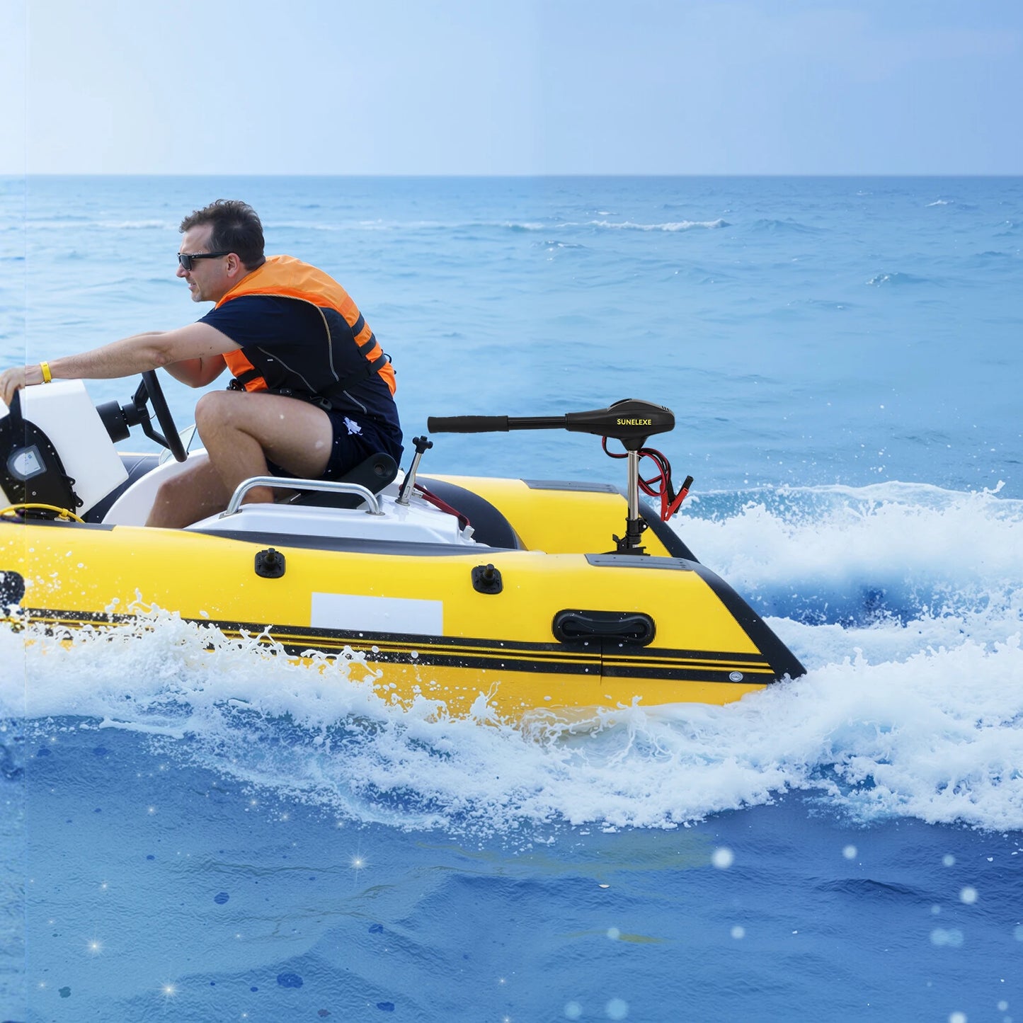 Powerful 40lb Thrust Electric Trolling Motor, 5 Forward Speeds, Adjustable & Durable for Fishing & Inflatable Boats