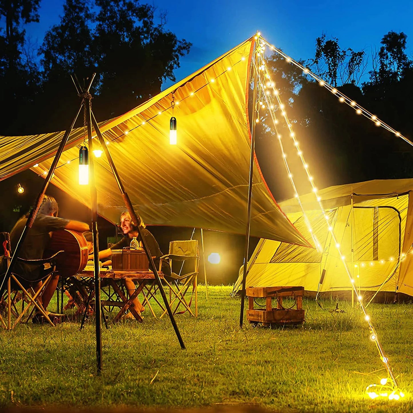 Night Light Outdoor Camping Lantern Emergency Flashlight Night Light String Lights Type-C Rechargeable Built-in 4000mAh Battery