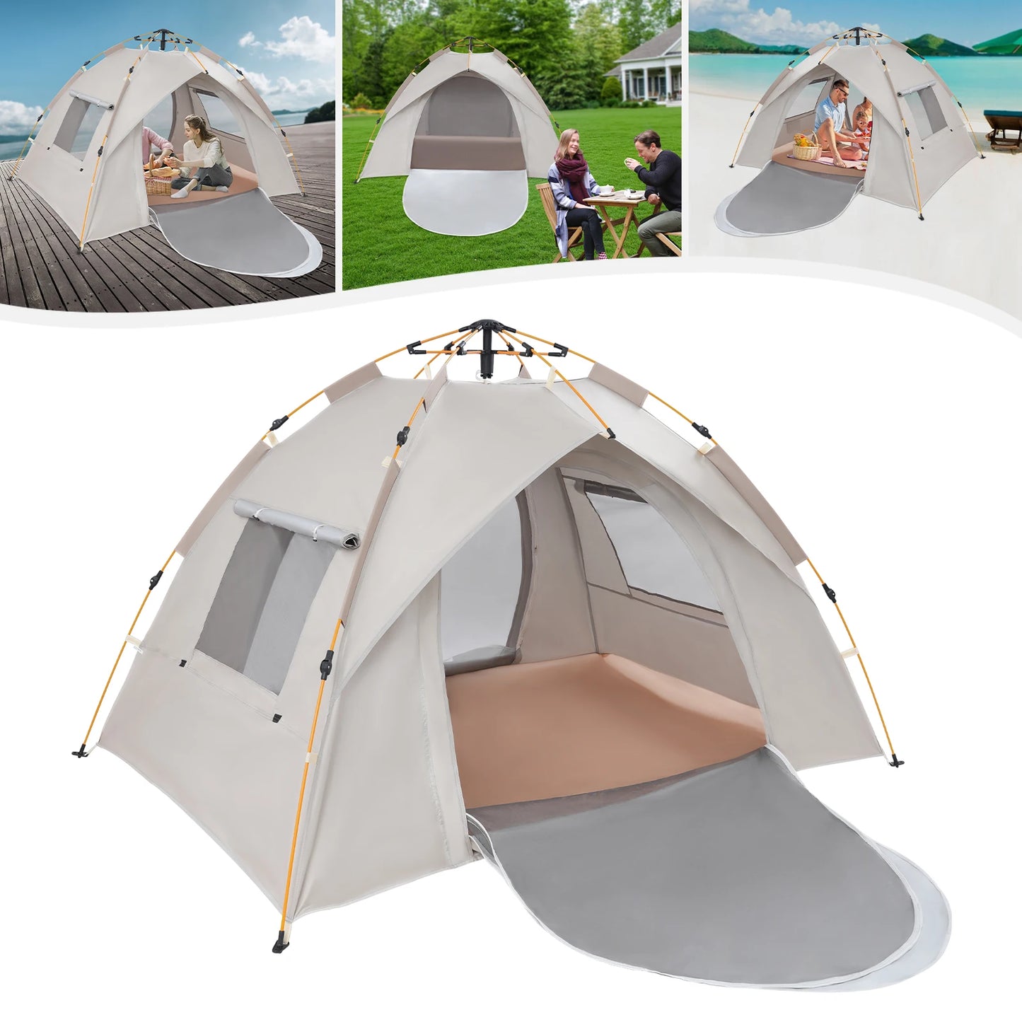 2-3 Person Outdoor Folding Tent Quick Automatic Opening Self-driving Wild Camping Tent Waterproof Sunscreen Portable Tent