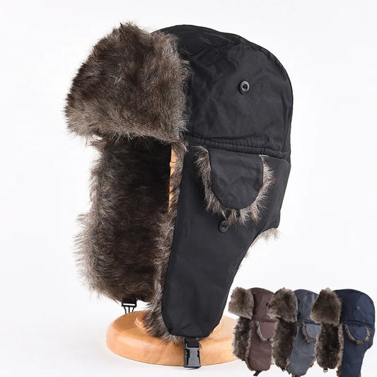 Men's Winter Trapper Aviator Trooper Earflap Waterproof Ski Hat Bomber Cap Warm Ear Protectors
