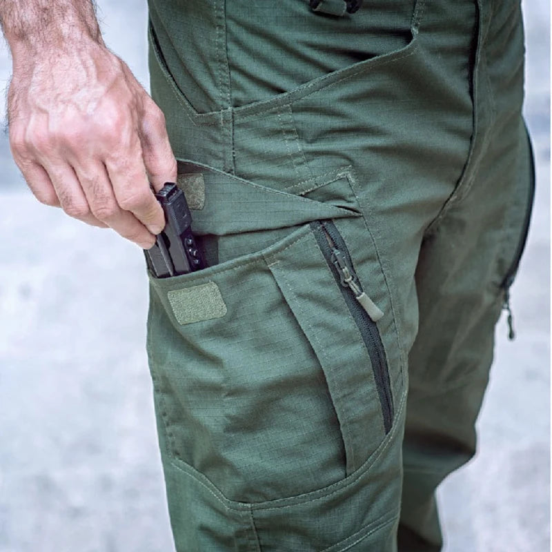 Mens Waterproof Cargo Pants Elastic Multiple Pocket Trousers Outdoor Hiking Pants