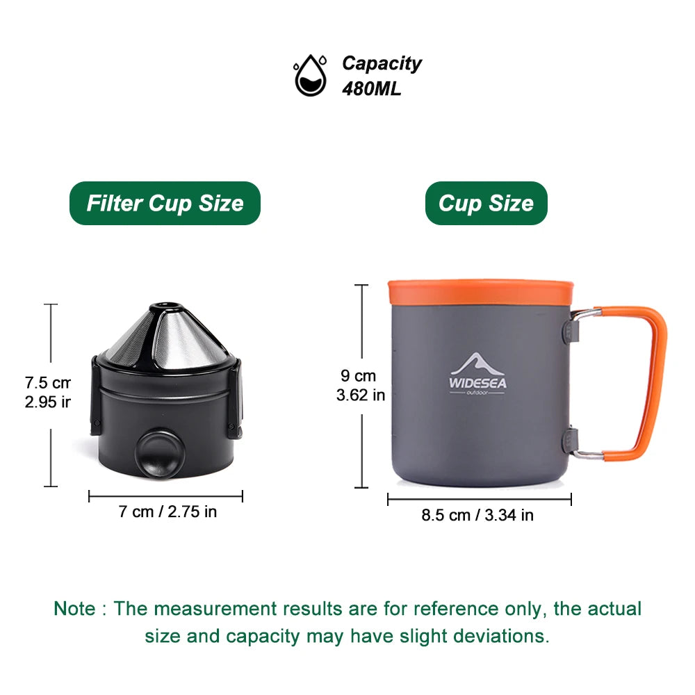 Camping Outdoor Cookware Set, Pots Tourist kettle coffee cup filte Kitchen Equipment Gear Utensils