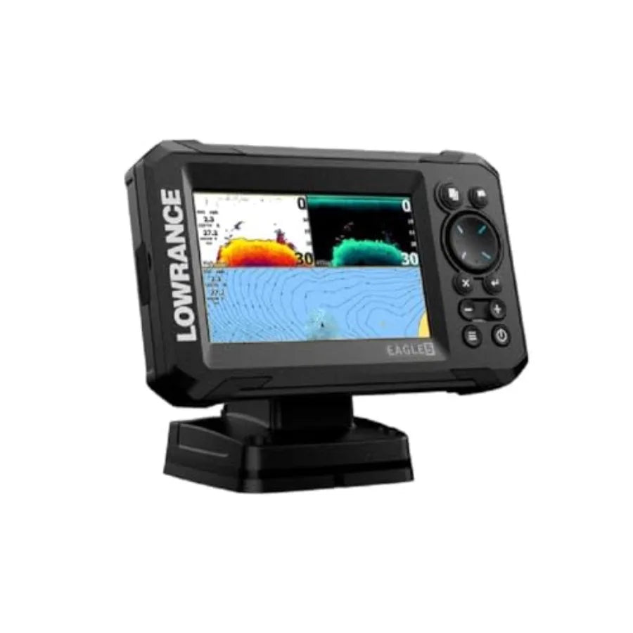 Eagle Fish Finders with IPS Screen for marine navigation, durable ABS plastic housing, black color, high-contrast sunlight-read