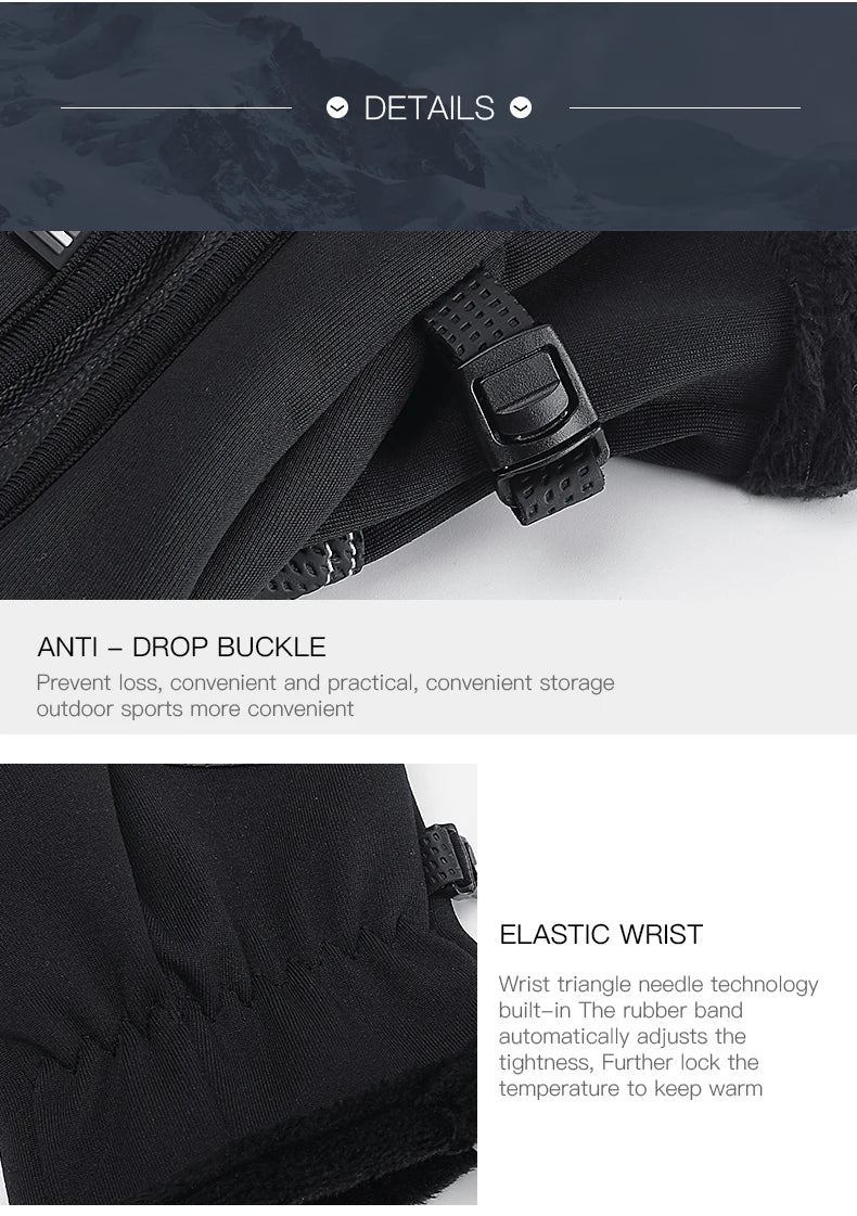 Zipper Winter Gloves for Men Women, Thermal Touchscreen Gloves Waterproof Windproof for Cycling, Skiing, Running & Cold Weather