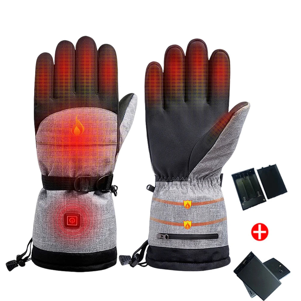 1Pair Heated Gloves Thermal Electric Hand Warmer 5000mAh Battery Waterproof Anti-Slip for Outdoor Climbing Hiking Skiing Cycling