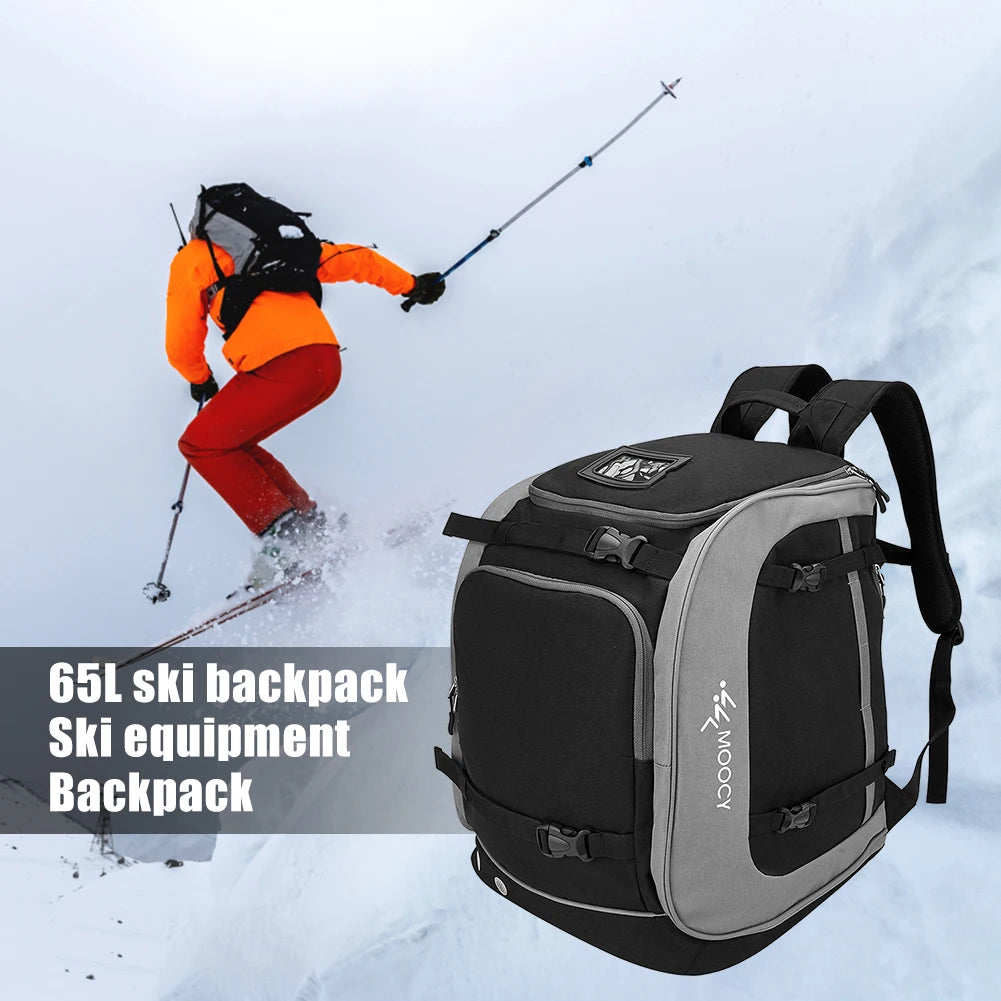 65L Ski Boot Backpack Large Capacity Oxford Cloth Helmet Clothing Rucksack Boots Helmet Clothing Storage Bag for Hiking Climbing