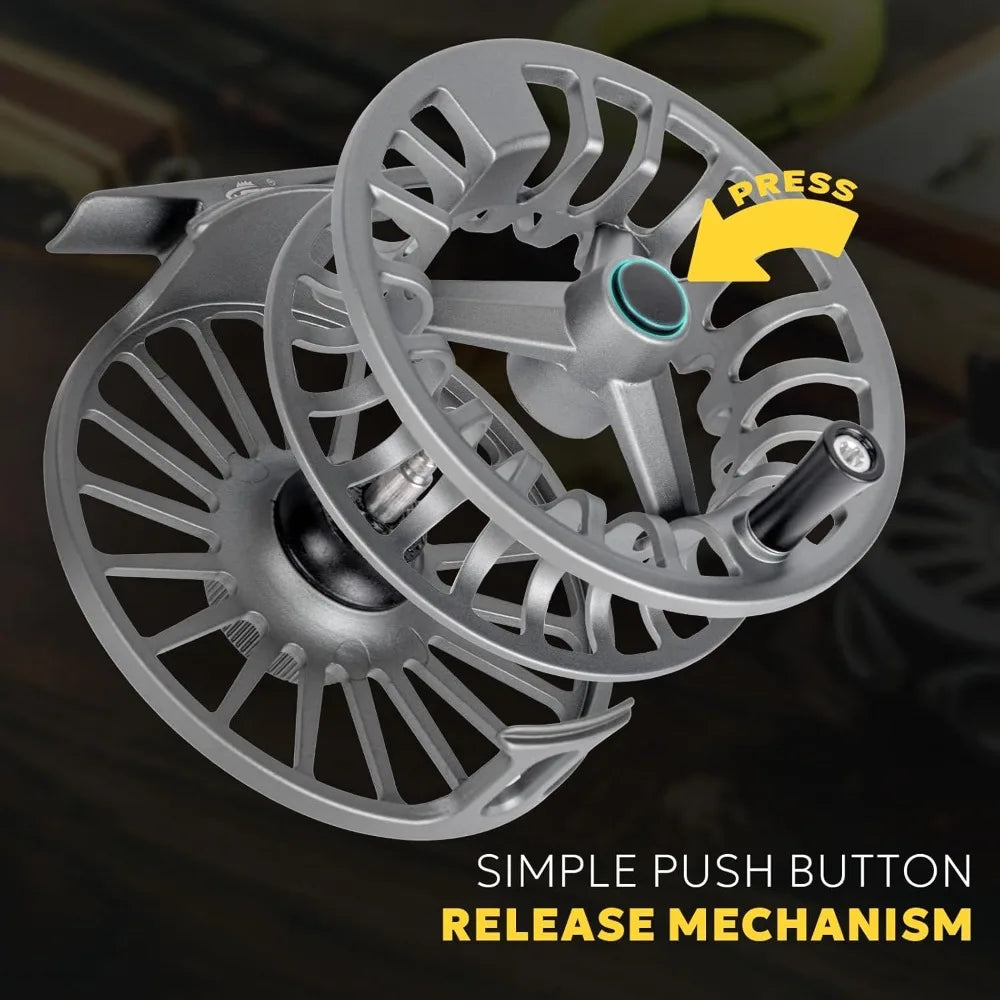 003 5/6wt Fly Fishing Reel  for Fly Fishing with Aluminum Alloy Body, Easy Spool Change, for Freshwater, Matte Gunmetal Gray