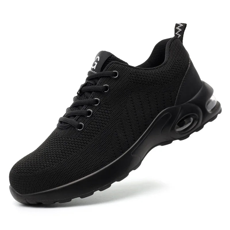 Fashion Men's Work Sneakers Mesh Breathable Safety Shoes Men Steel Toe Work Shoe Anti-smashing