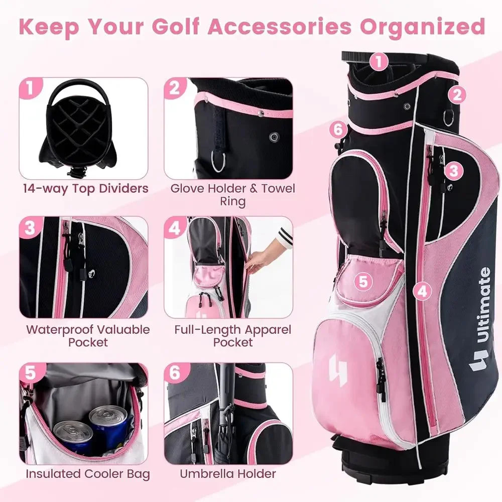 Ladies Golf Club Set, 9/11 Pieces, 460cc Driver, 3 Wood, Hybrid, Irons 6-9, Putter