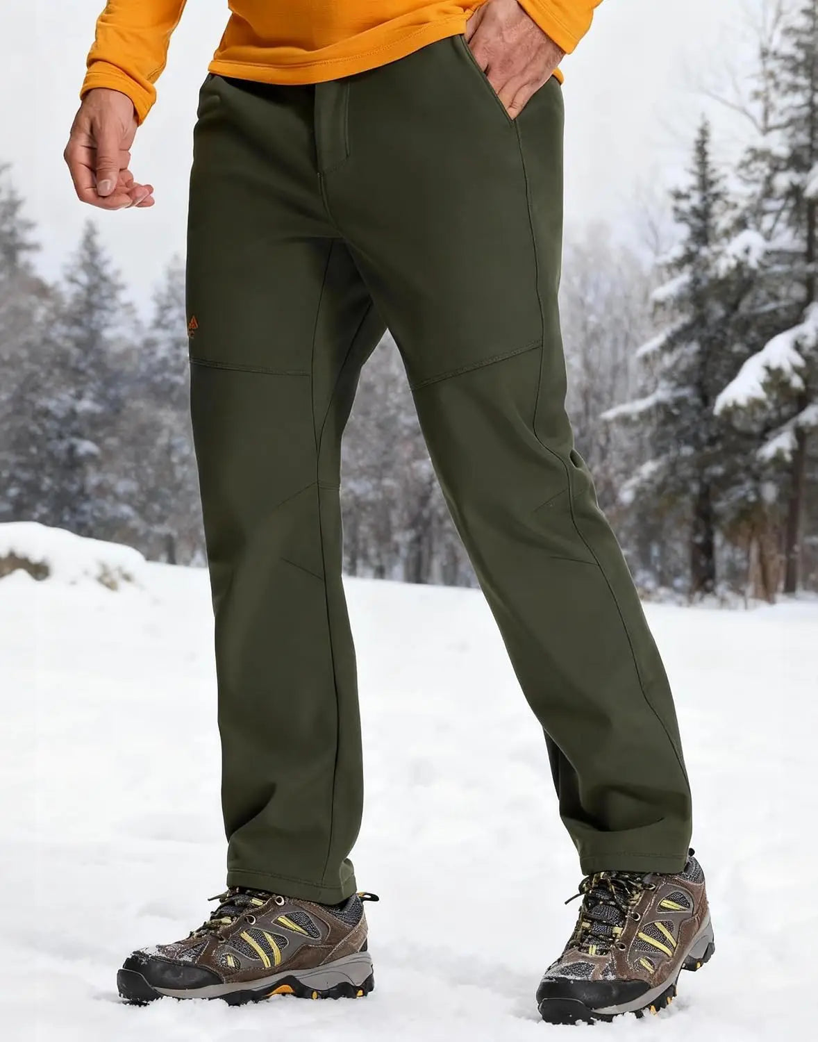 Pioneer Camp Men's Fleece Lined Hiking Pants Insulated Waterproof Softshell Winter Warm Work Snow Ski Pants Snowboard