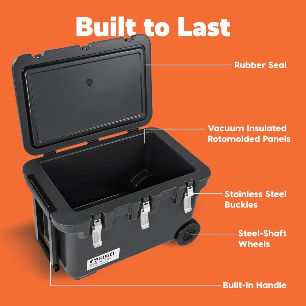 US Shipping Large 64 QT Wheeled Cooler Ice Chest Leak Proof Hard Cooler with Wheels for Camping Fishing Beach Outdoor