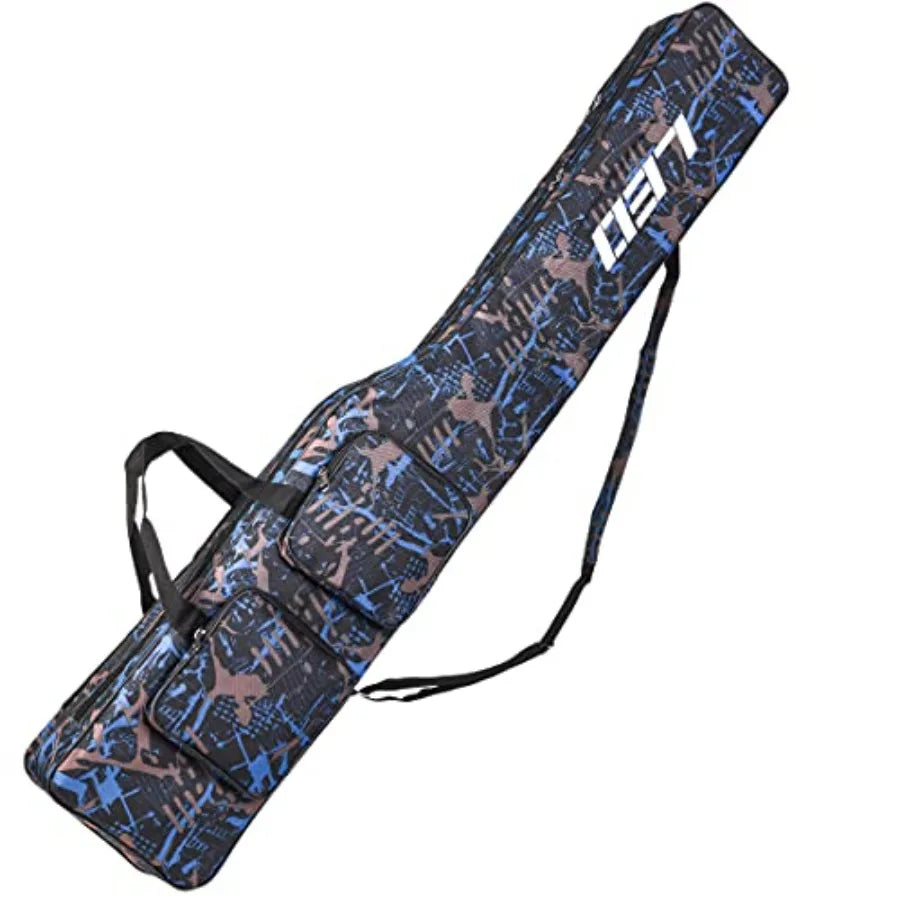 Fishing Tackle Storage Bag 130cm/4.27ft Portable Fishing Rod Reel Organizer Fishing Pole Gear Tool Cases Carrier Two Layer Dura