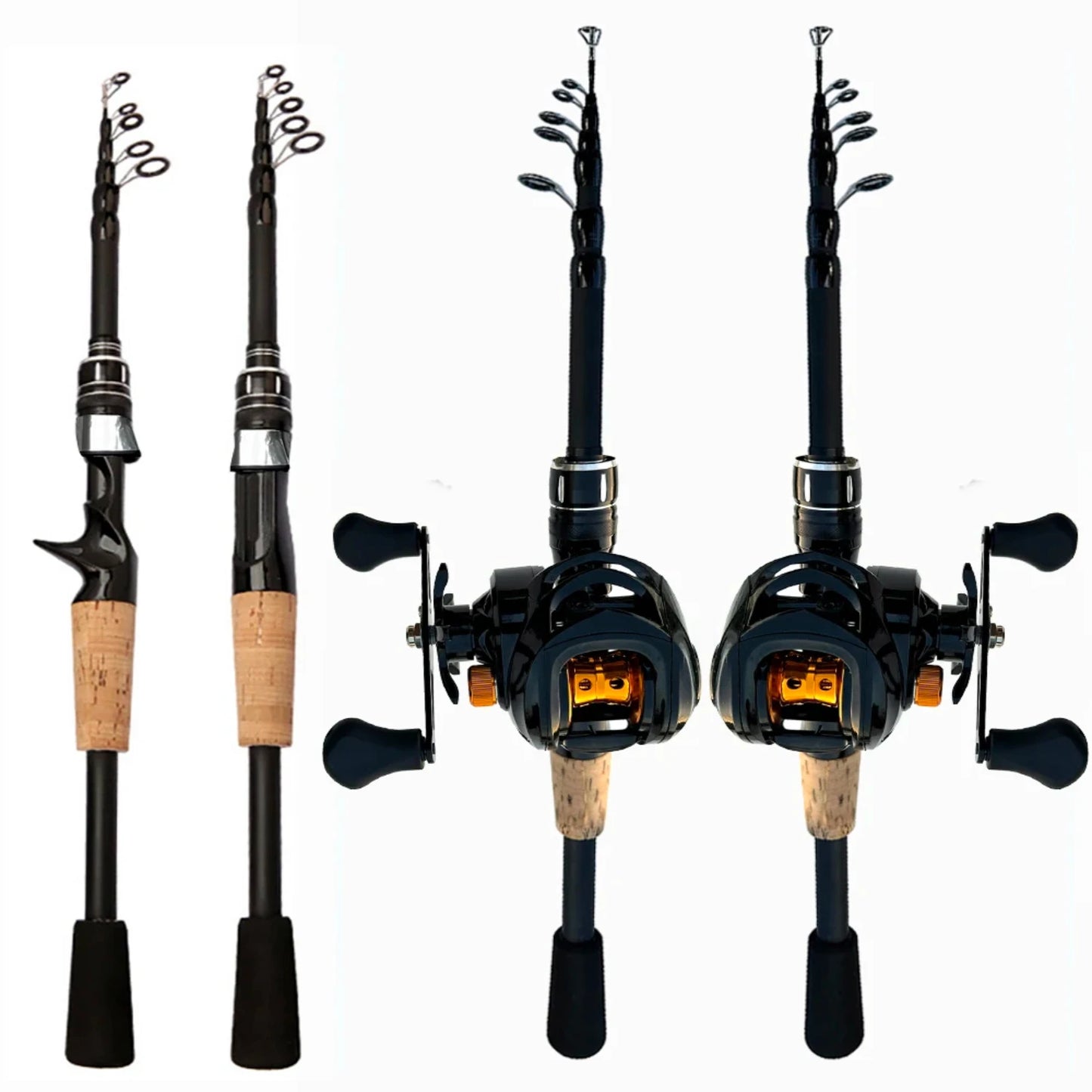 8-25g Lure Weight Baitcast Fishing Rod and Reel Combo Set 1.8-2.4m Telescopic Rods and Metal Spool Fishing Reels  Bass Pesca