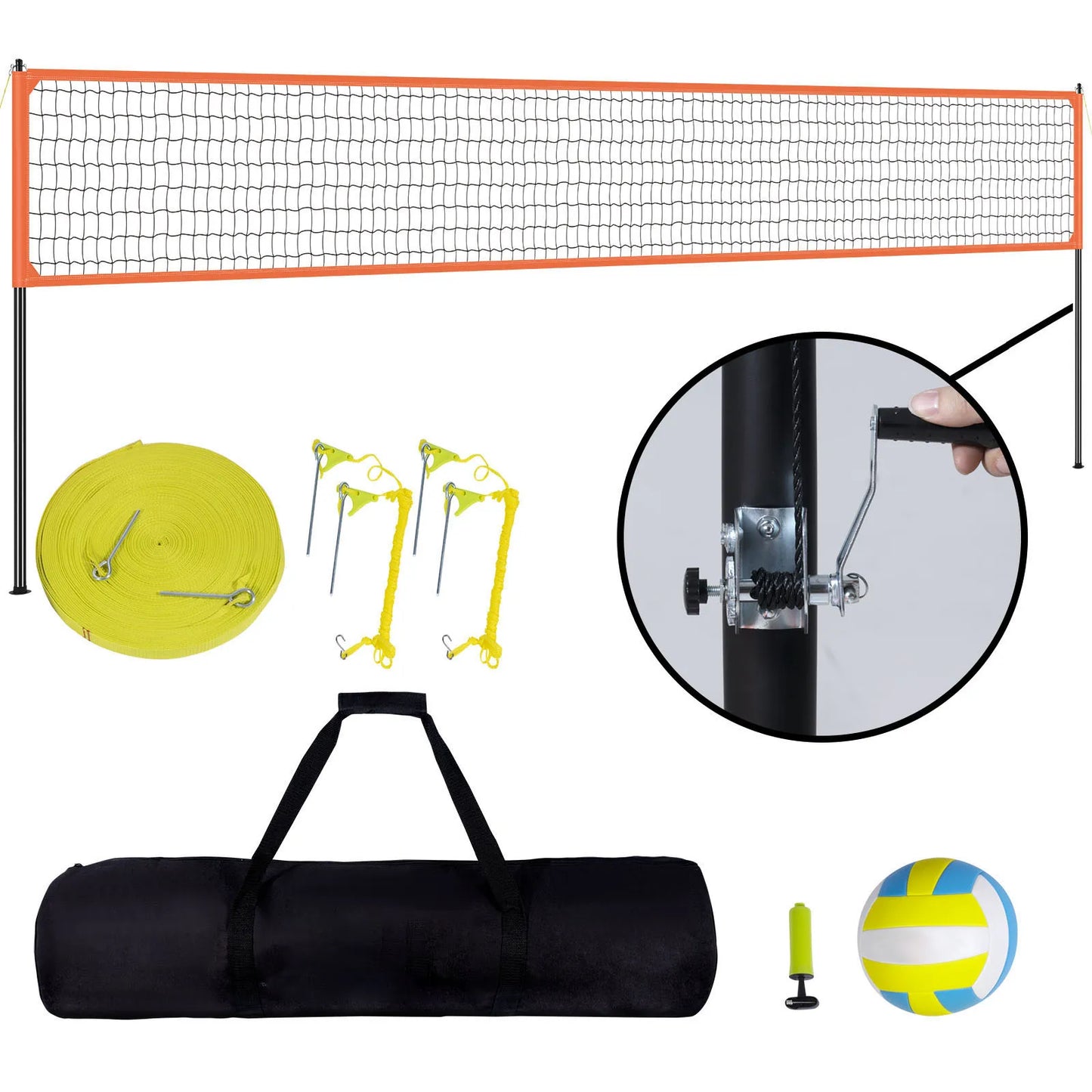 1.25-1.75inch poles, Outdoor Volleyball Net System Adjustable Height Aluminum Poles Volleyball Set with Pump Carrying Bag