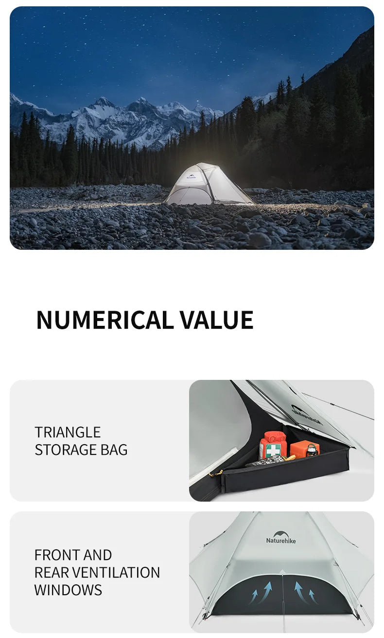 Naturehike Star River UL Camping Tent 2 People Tent 15D Nylon Ultralight Hiking Double Layer Backpacking Travel Tent 3 Seasons