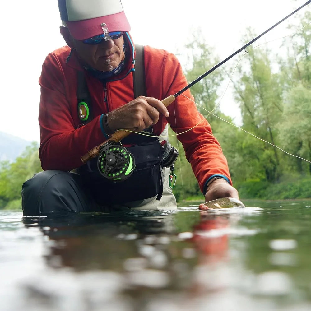 Fly Fishing Rod and Reel Combo Starter Kit, Fly Rod 4-Piece Carbon Fiber, Aluminum Fly Reel, 12Pcs Flies, Fishing Line