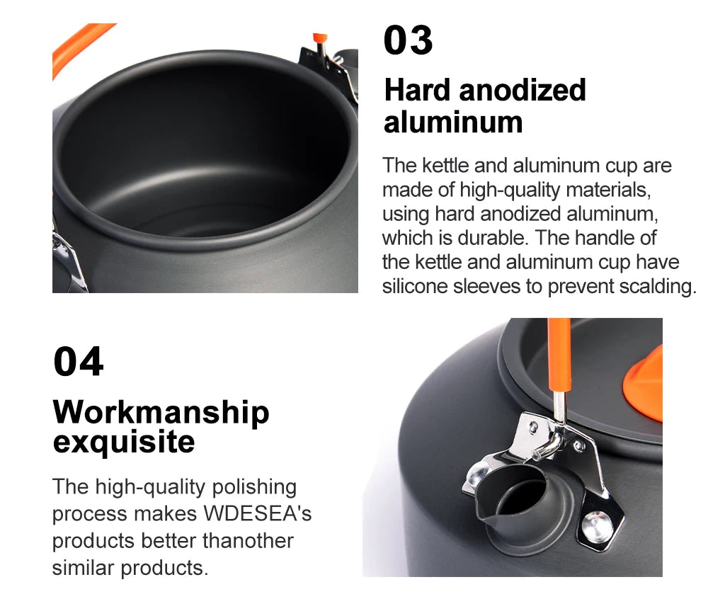 Camping Outdoor Cookware Set, Pots Tourist kettle coffee cup filte Kitchen Equipment Gear Utensils