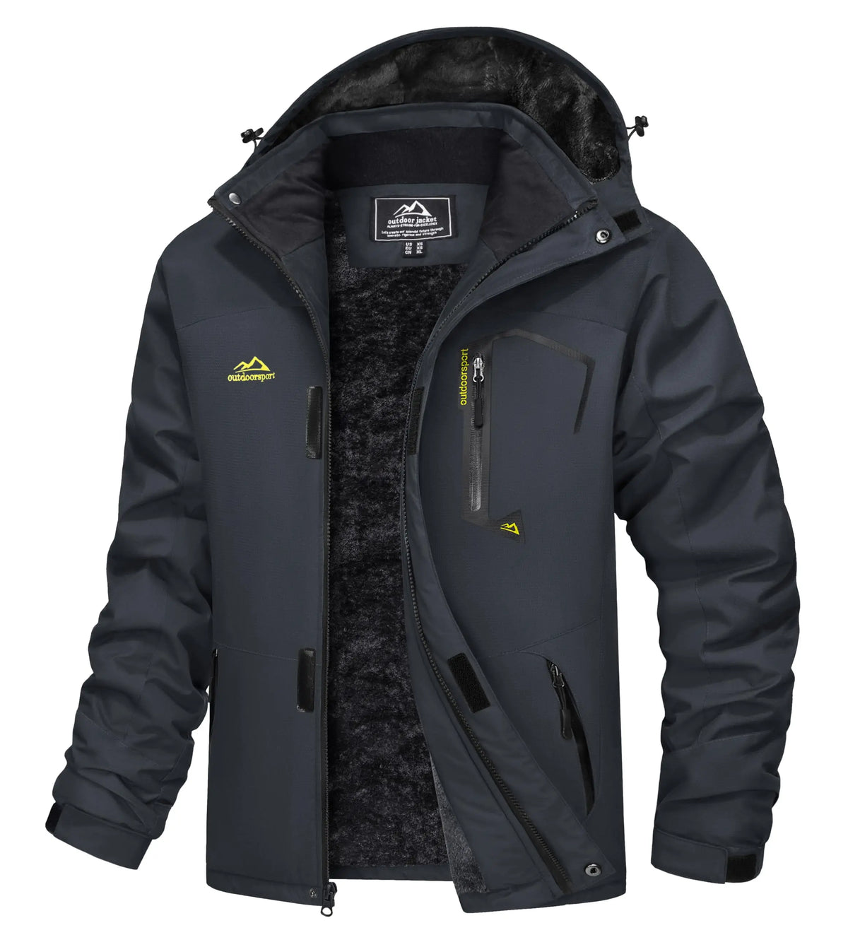 Men's Water-Resistant Ski Jacket Winter Fleece Lined Snow Coat Warm Windproof Outdoor Jacket