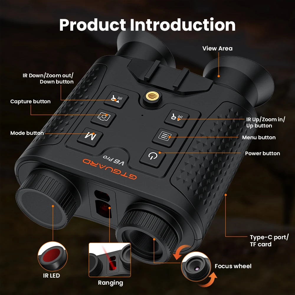 GTMEDIA Night Vision Binoculars 4K 8X Digital Zoom for Helmet Night Vision Goggles for Outdoor Hunting Night Vision Binoculars