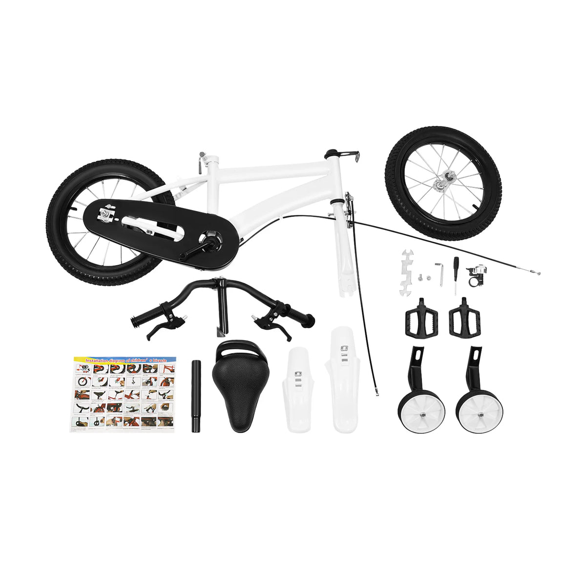 14 Inch Kids Bike w/ Training Wheels, Adjustable Seat Height Dual Brakes Children's Bicycle Kids Learning Bicycle for Boys Girls