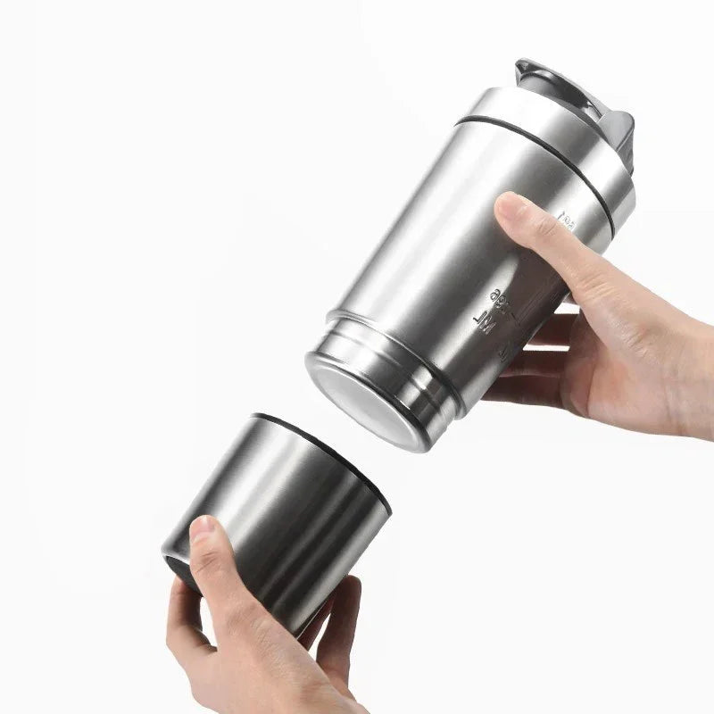 Stainless Steel Cup Vacuum Mixer Outdoor Drink Kettle Detachable Double Layer Shaker Water Bottle