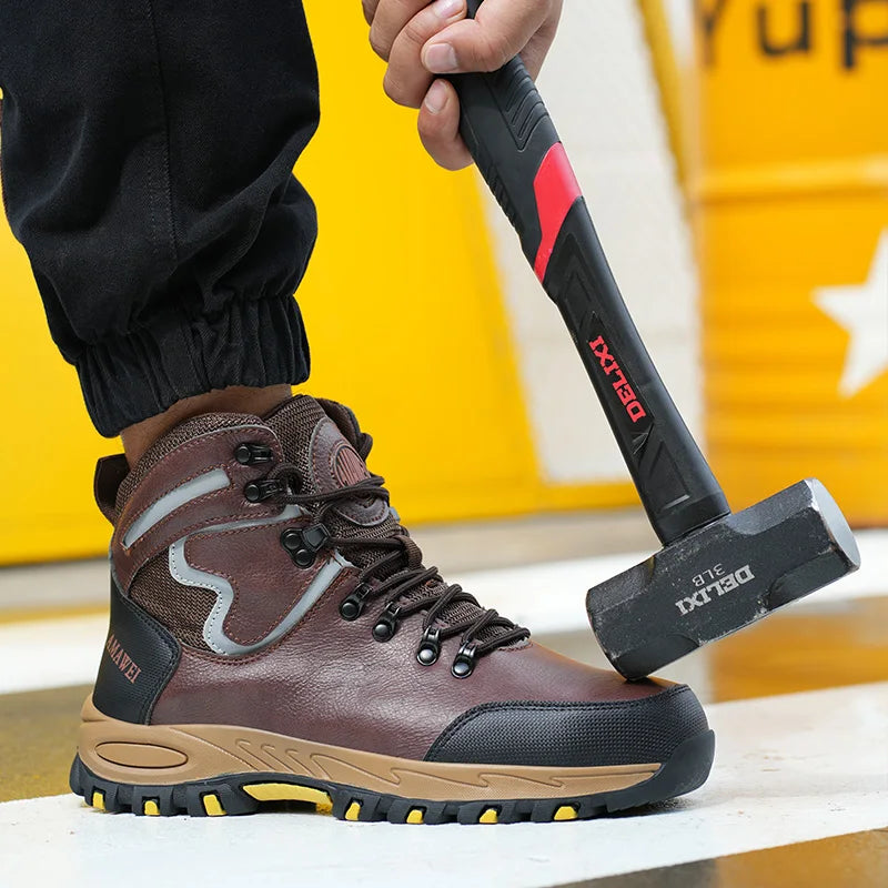 Widen Safety Boots Men Work Shoes Climbing Boots Steel Toe Anti-smash Anti-puncture Safety Shoes