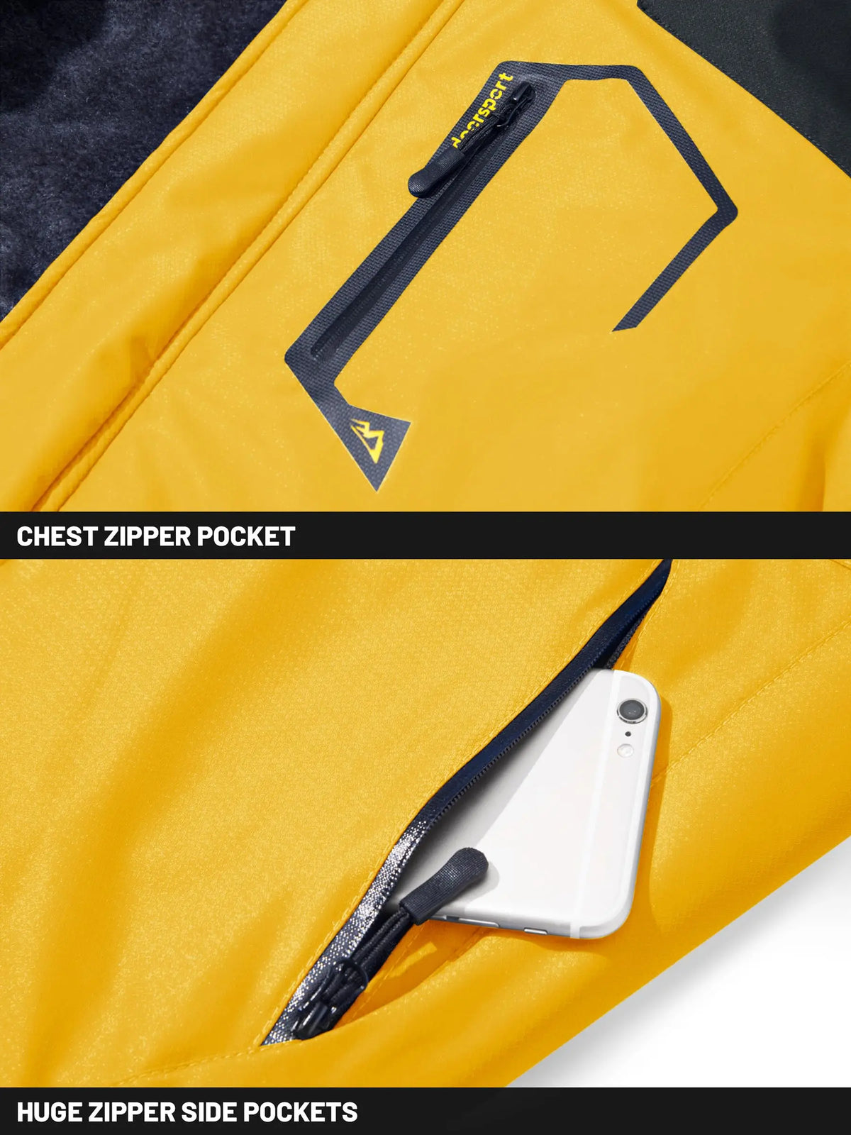 Men's Water-Resistant Ski Jacket Winter Fleece Lined Snow Coat Warm Windproof Outdoor Jacket