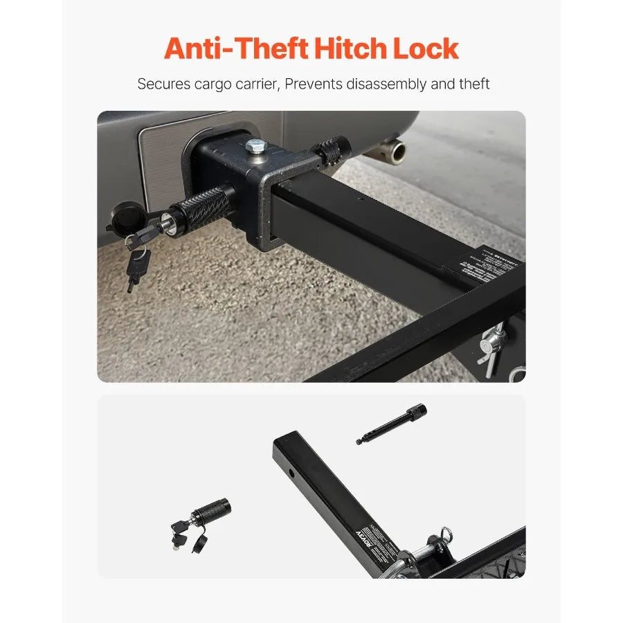70 x 30 x 6 Folding Hitch Mount Cargo Carrier with 500 lbs Capacity Nighttime Reflective Reminder Hitch Lock for 2" Receiver