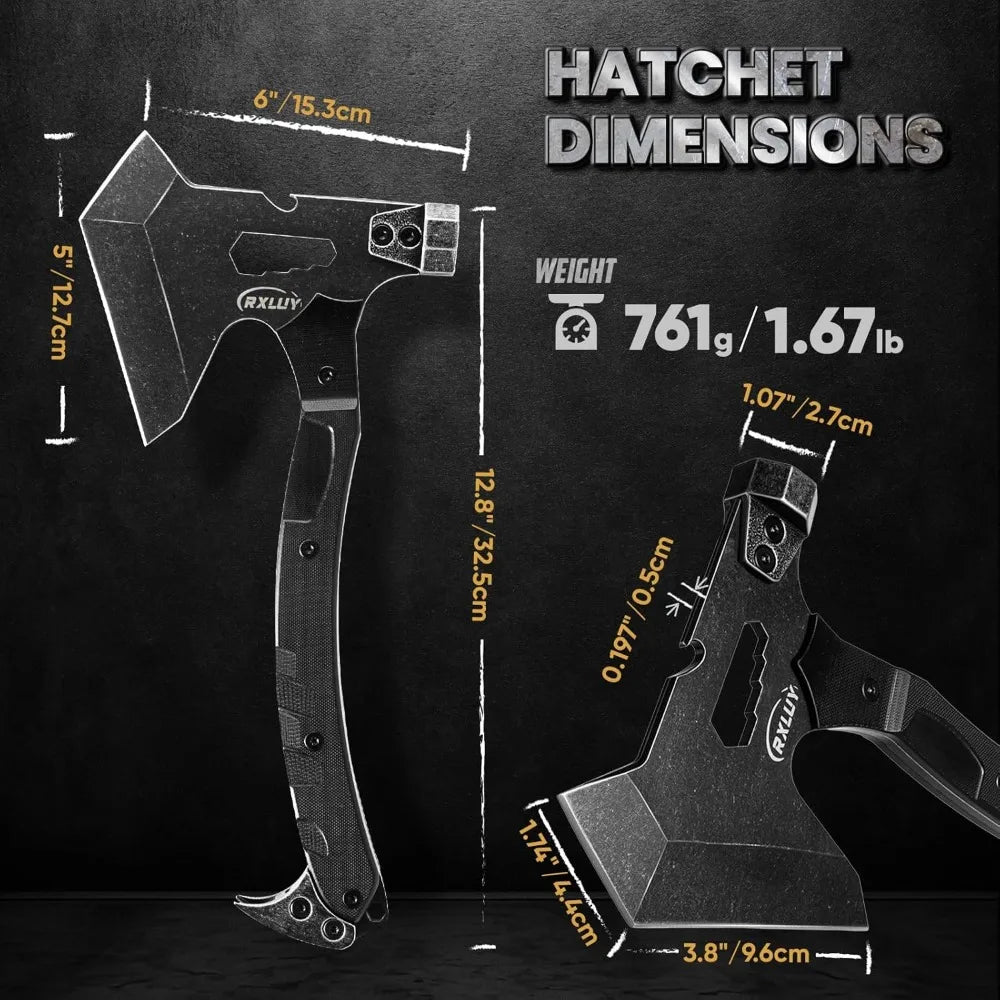Tactical Axe with G10 Handle Camping Survival Hatchet, Multifunctional Hiking Outdoor Heavy Duty Full Tang Tomahawk Tools