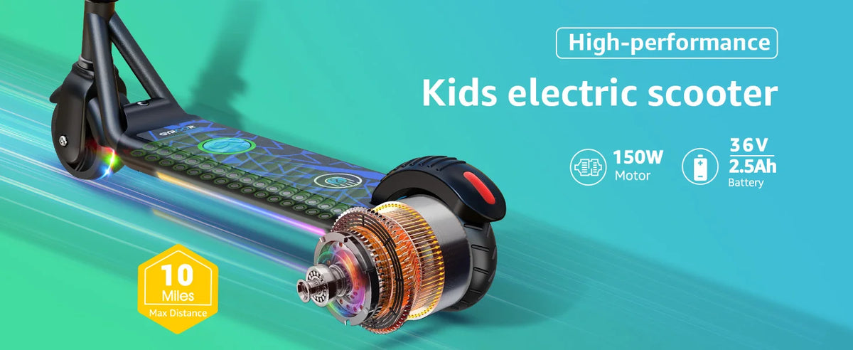 H30Max Electric Scooter for Kids, LED Dispaly, 150W Powerful Motor, Dual Brake System, Adjustable Height and Speed
