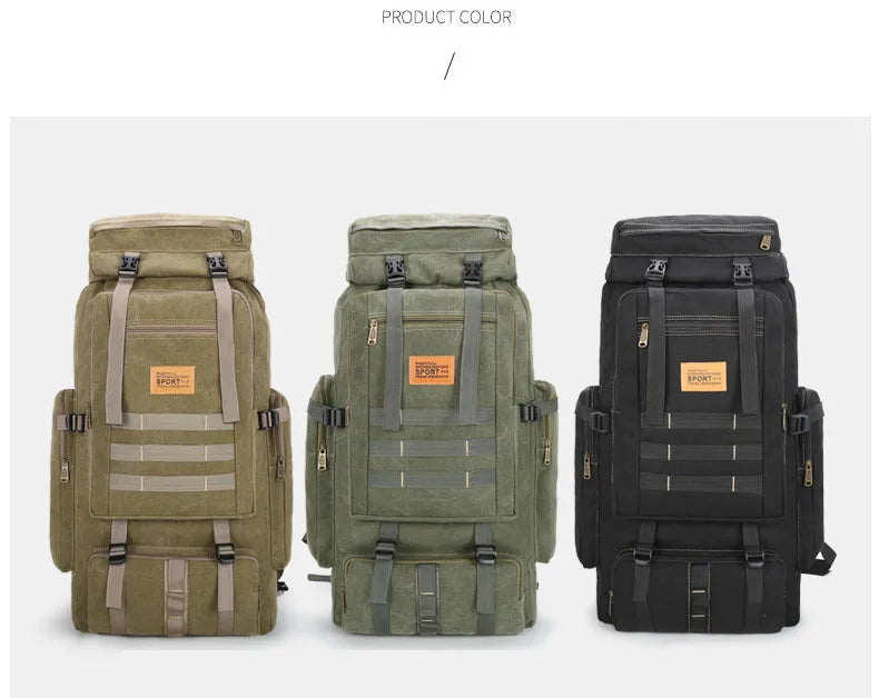 80L Backpack 600D Nylon Waterproof Trekking Hunting Bags Outdoor Rucksacks Outdoor Training Molle Knapsacks