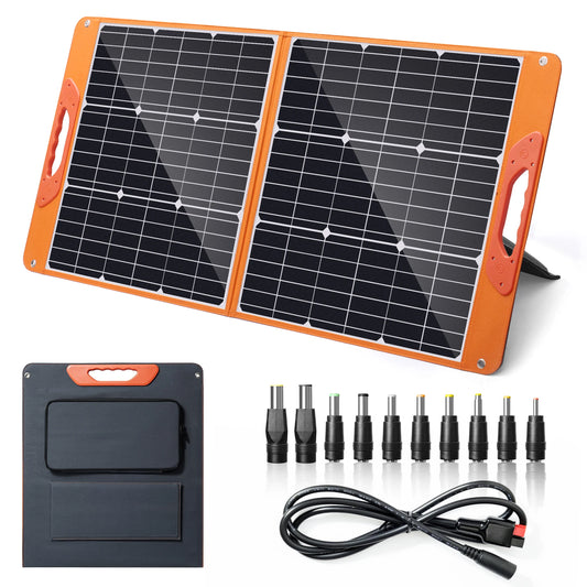 Upgraded 100W Solar Panel for Power Stations, Monocrystalline Foldable 18V IP65 Waterproof Camping Charger (RV/Outdoor)