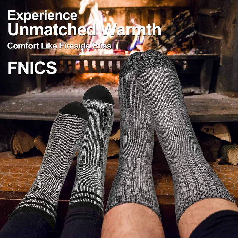 3 Pairs Men Women Merino Wool Crew Socks Thickened Thermal Socks Outdoor Hiking Running Sports Large