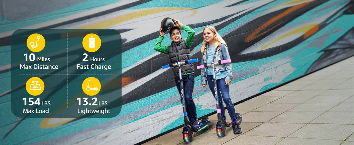 H30Max Electric Scooter for Kids, LED Dispaly, 150W Powerful Motor, Dual Brake System, Adjustable Height and Speed