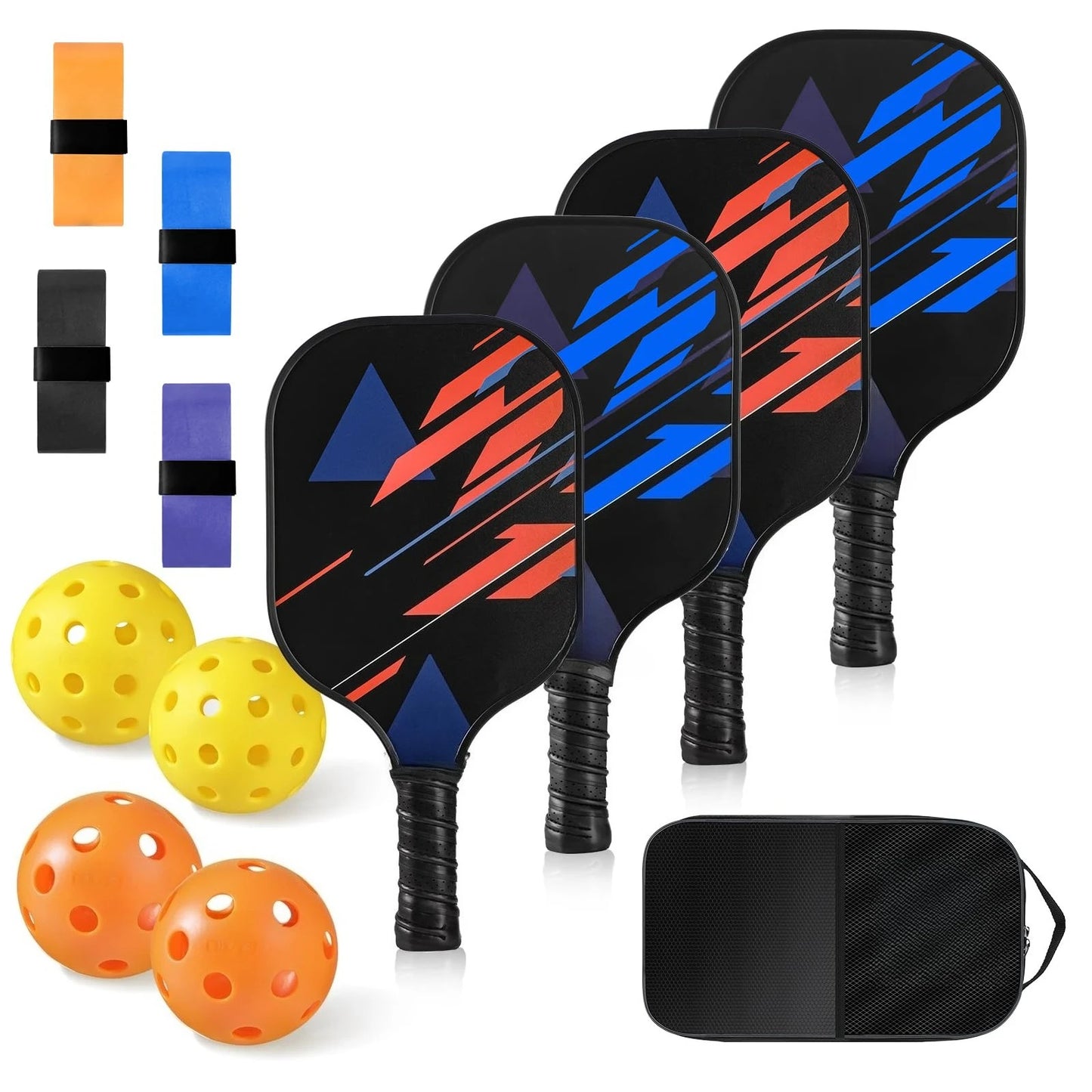 2 Pack 4 Pack USAPA Approved Fiberglass Pickleball Paddles Set With Polypropylene Honeycomb Core Lightweight Rackets Equipped With Pickleball Balls And Storage Carry Bag For Beginners Men Women Indoor Outdoor Court Training R