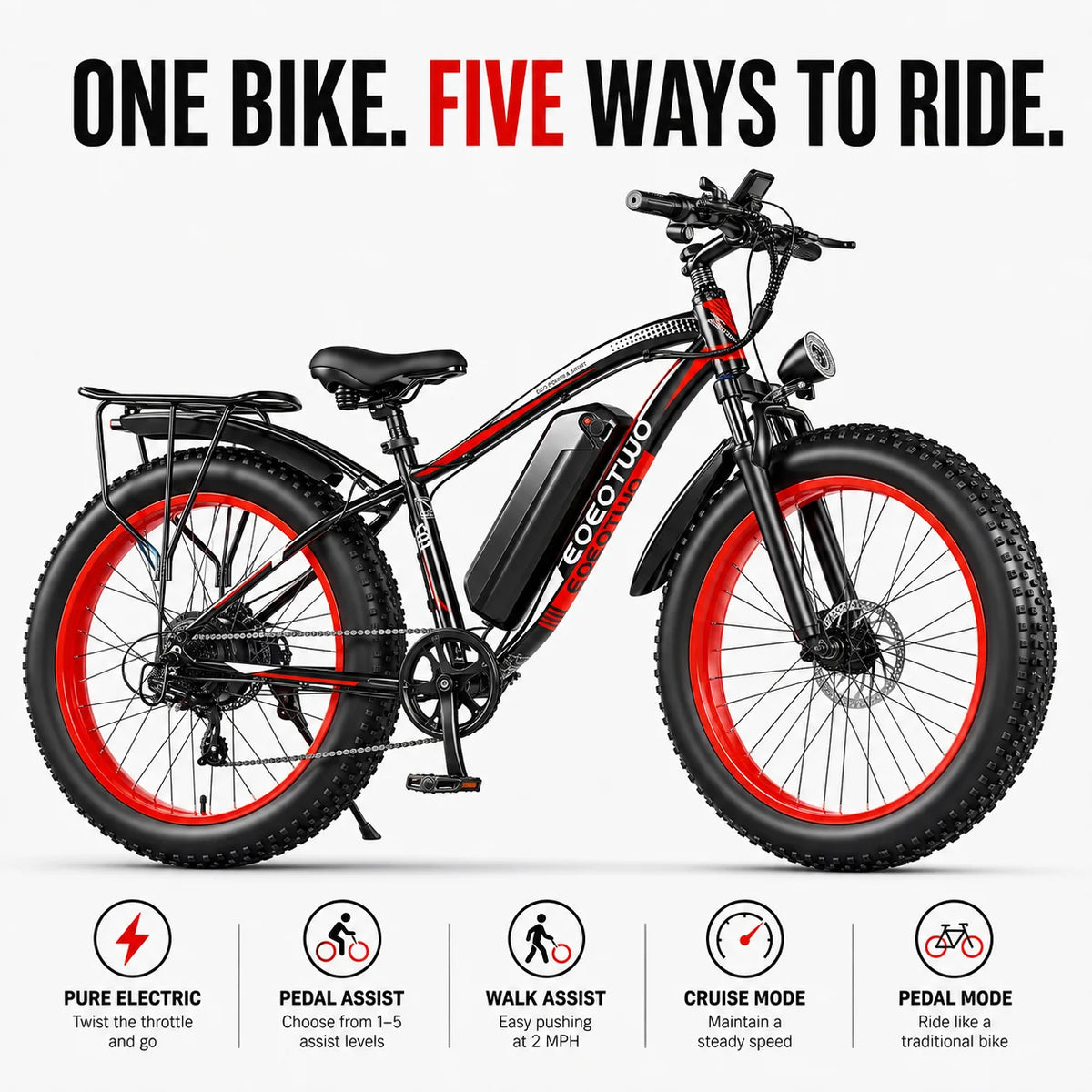 Electric Bike for Adults Teens, 1500W Motor, 34 Mph & 60 Miles, 26" Fat Tire All-Terrain Electric Mountain Bike with 48V 15AH Removable Battery, Dual Brake Off-Road Ebike