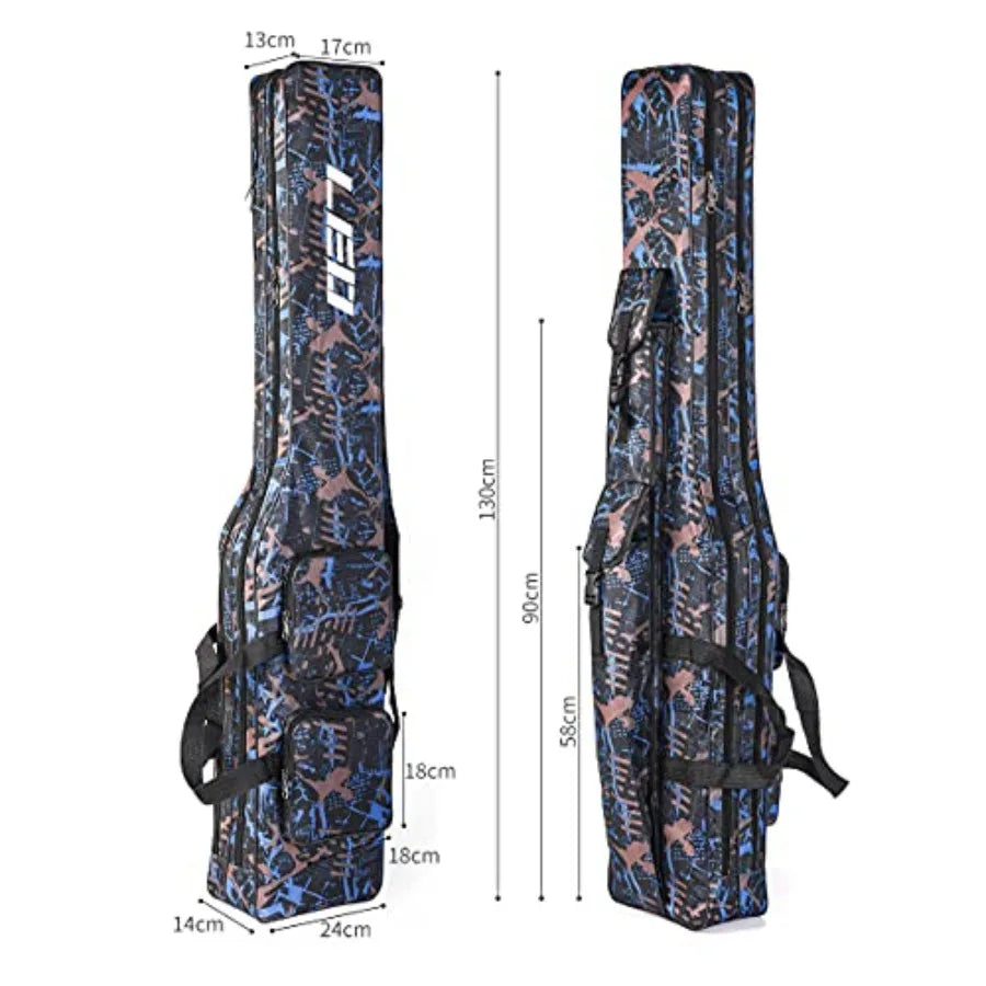 Fishing Tackle Storage Bag 130cm/4.27ft Portable Fishing Rod Reel Organizer Fishing Pole Gear Tool Cases Carrier Two Layer Dura