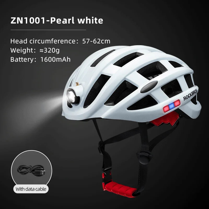 ROCKBROS Bike Headlamp Cycling Helmet Ultralight USB Charging Bicycle Light Helmet Sports Safety MTB Bike Cap For Men Women