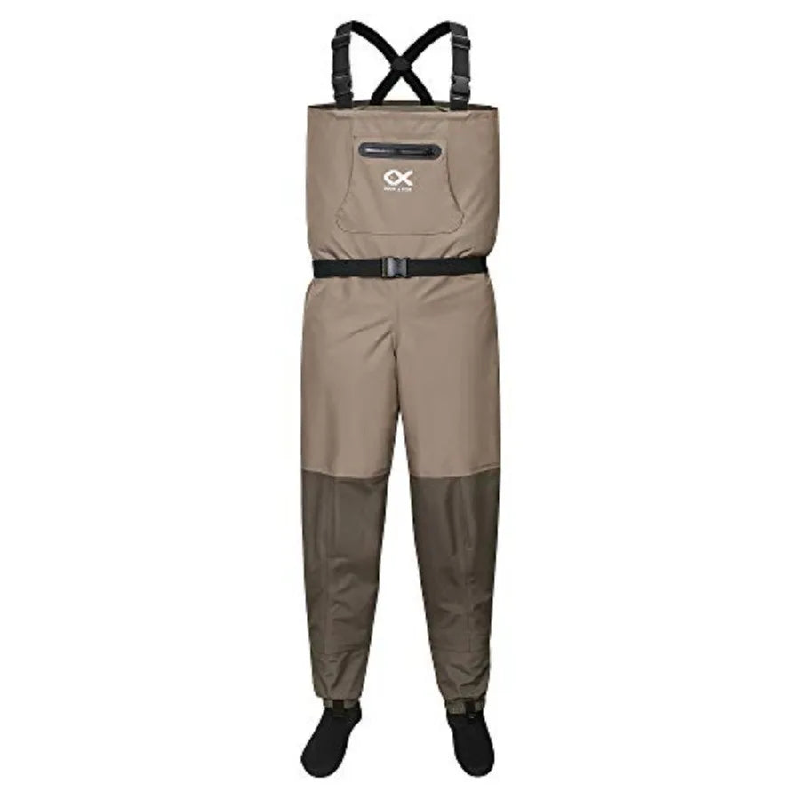Duck and Fish Hunting Fishing Breathable Wader Stocking Feet: Nylon Shell, Olive Green, Reinforced Seams Quick-Dry Fabric