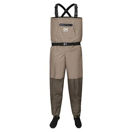 Duck and Fish Hunting Fishing Breathable Wader Stocking Feet: Nylon Shell, Olive Green, Reinforced Seams Quick-Dry Fabric