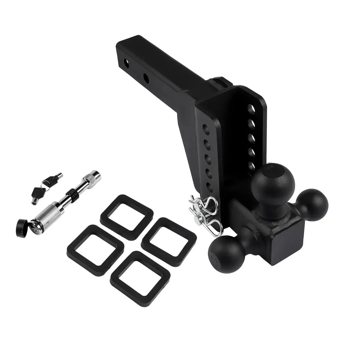 AP03 2" Receiver 6" Drop/Rise Adjustable Tow Hitch Tri Ball Mount 18500 lb Black