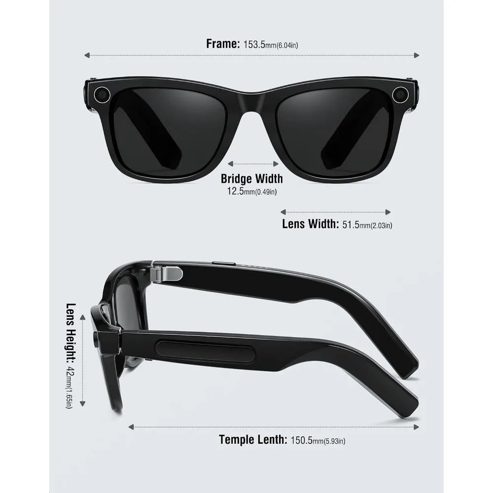 Smart Sunglasses with 4K HD Camera, AI Assistant, and Bluetooth for All